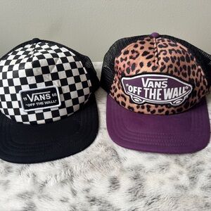 Vans Black Checkered and Purple Leopard Caps